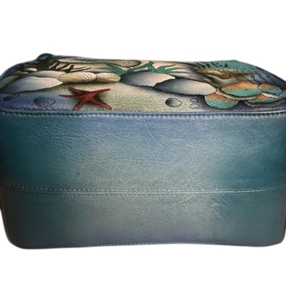 Anuschka Hand‎ Painted Hobo Bag – Blue Mermaid, Leather Purse, 9"x8.25"x4.75" - Picture 7 of 16